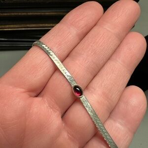 Garnet sterling herringbone bracelet